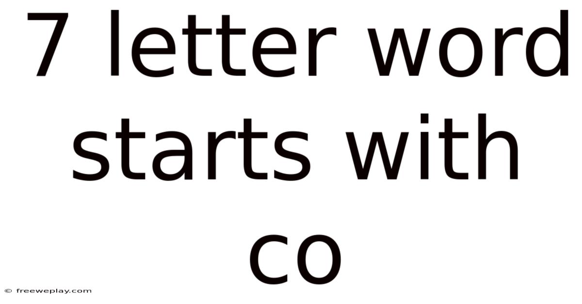 7 Letter Word Starts With Co