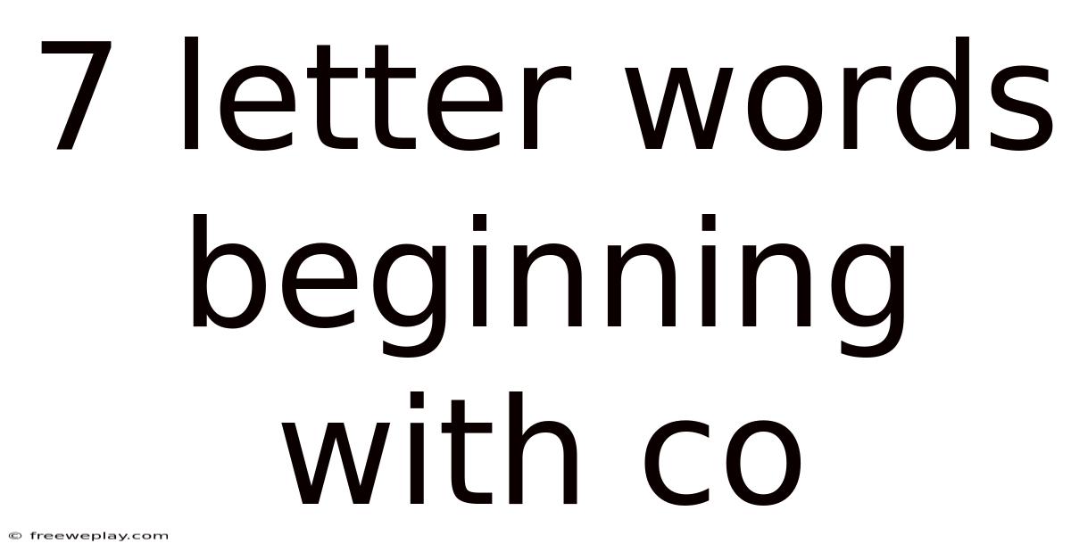 7 Letter Words Beginning With Co