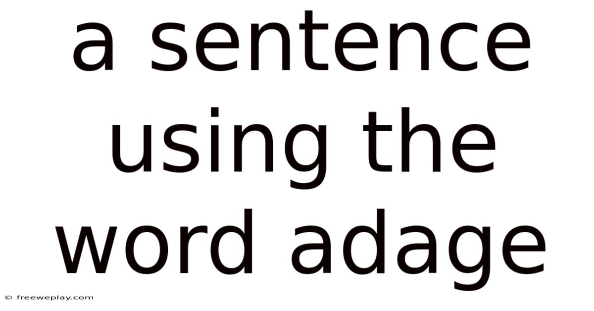 A Sentence Using The Word Adage