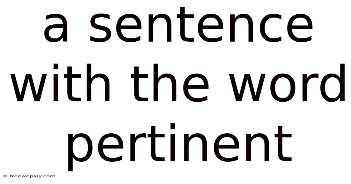 A Sentence With The Word Pertinent