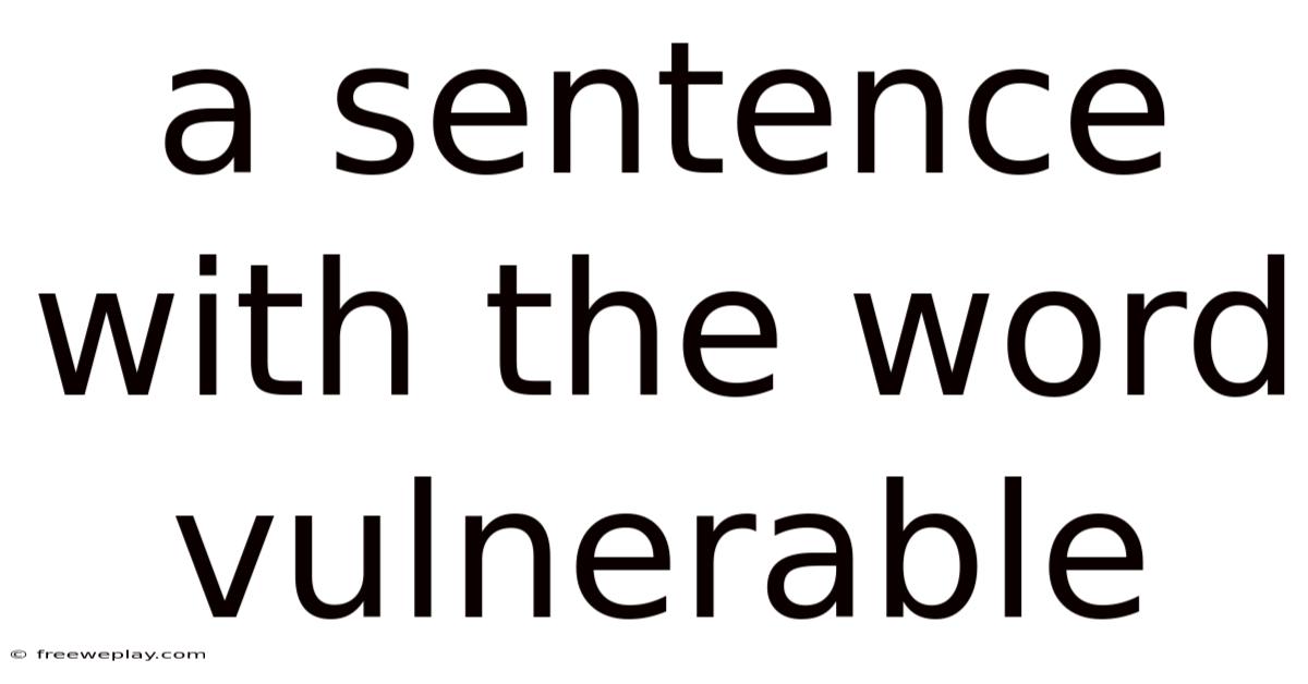 A Sentence With The Word Vulnerable