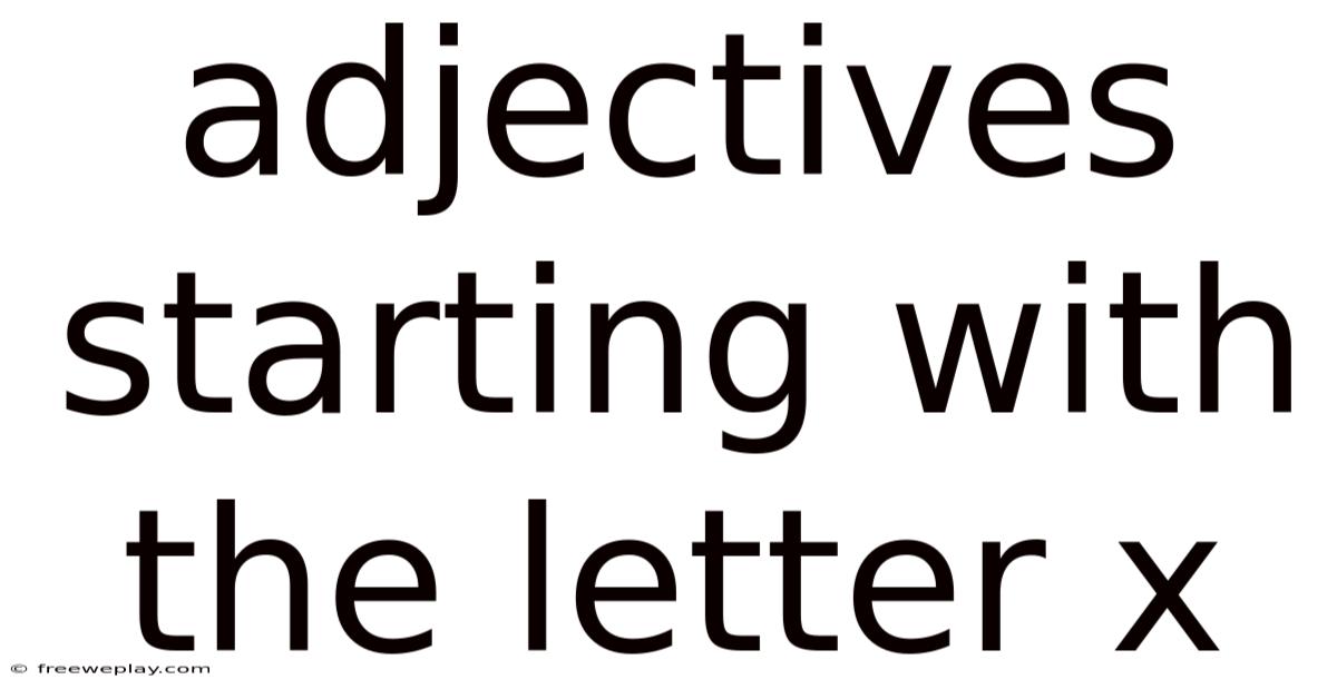 Adjectives Starting With The Letter X