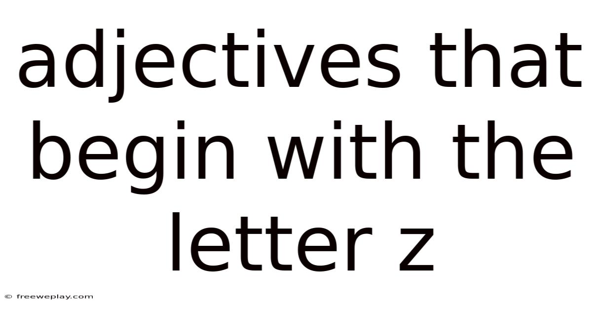 Adjectives That Begin With The Letter Z