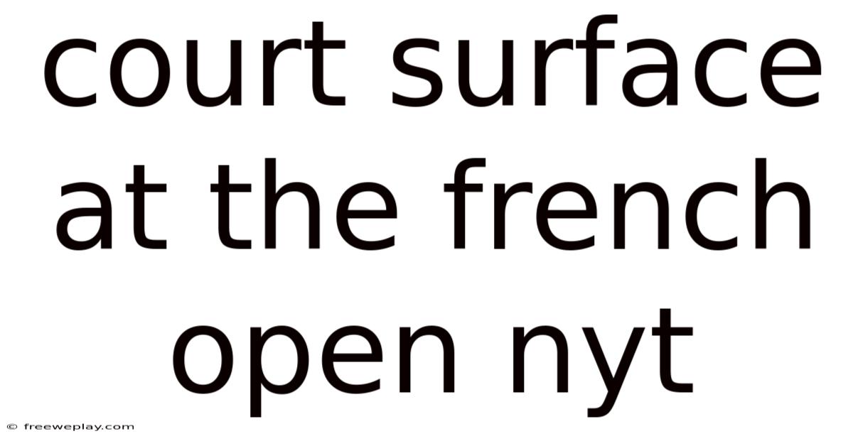 Court Surface At The French Open Nyt