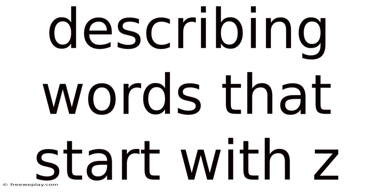 Describing Words That Start With Z