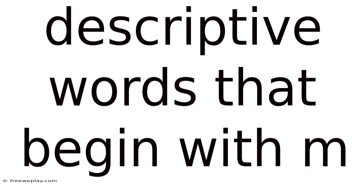 Descriptive Words That Begin With M