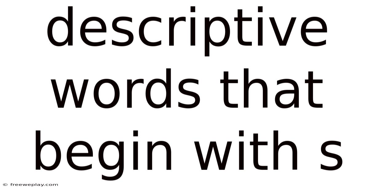 Descriptive Words That Begin With S