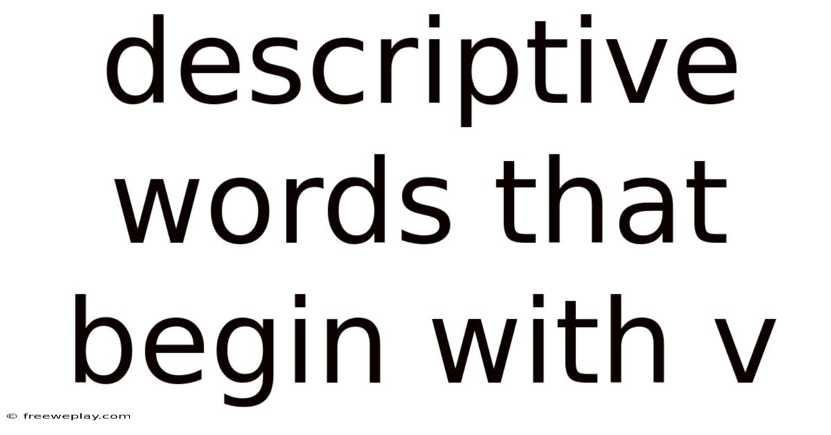 Descriptive Words That Begin With V