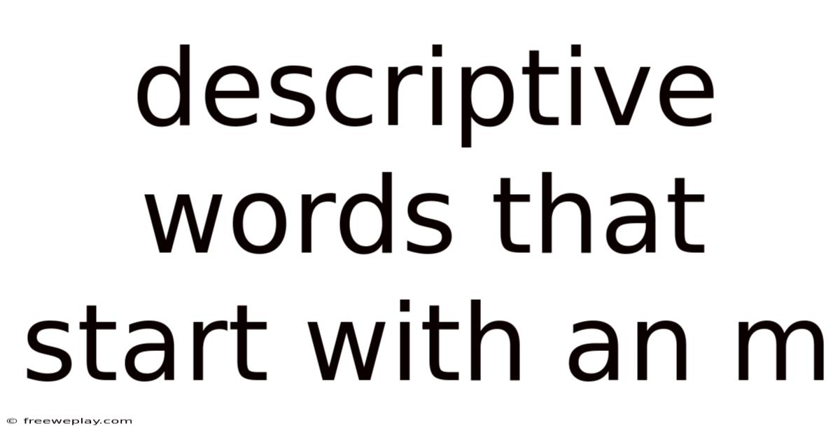Descriptive Words That Start With An M