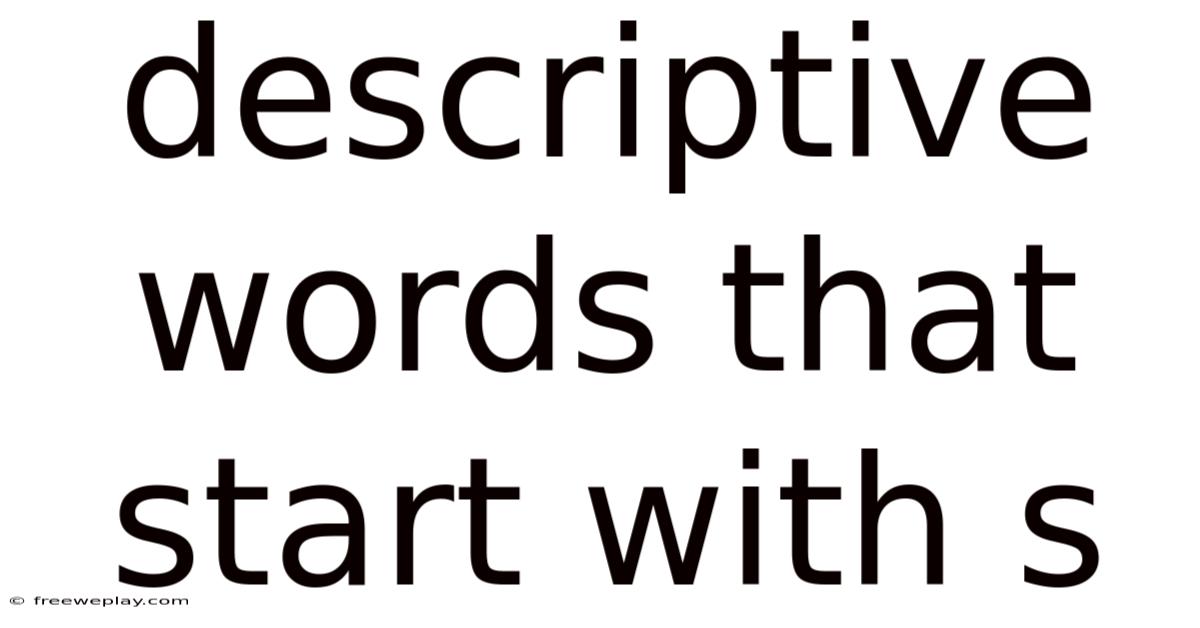 Descriptive Words That Start With S