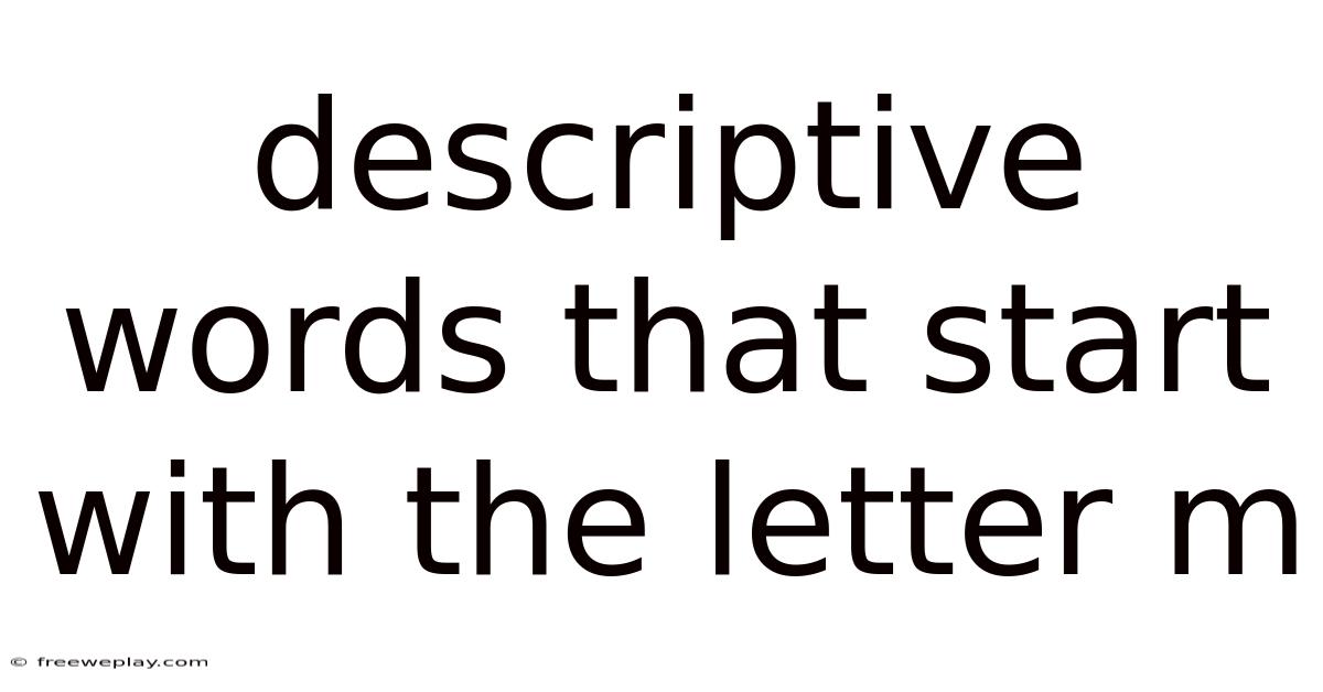 Descriptive Words That Start With The Letter M
