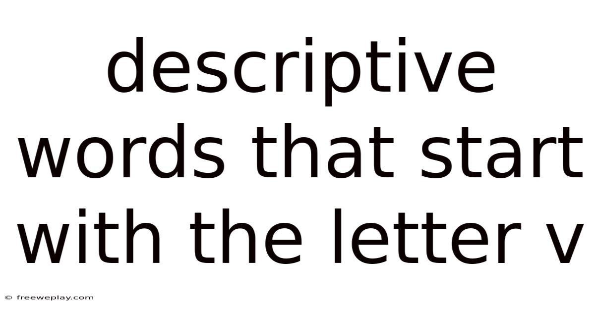 Descriptive Words That Start With The Letter V