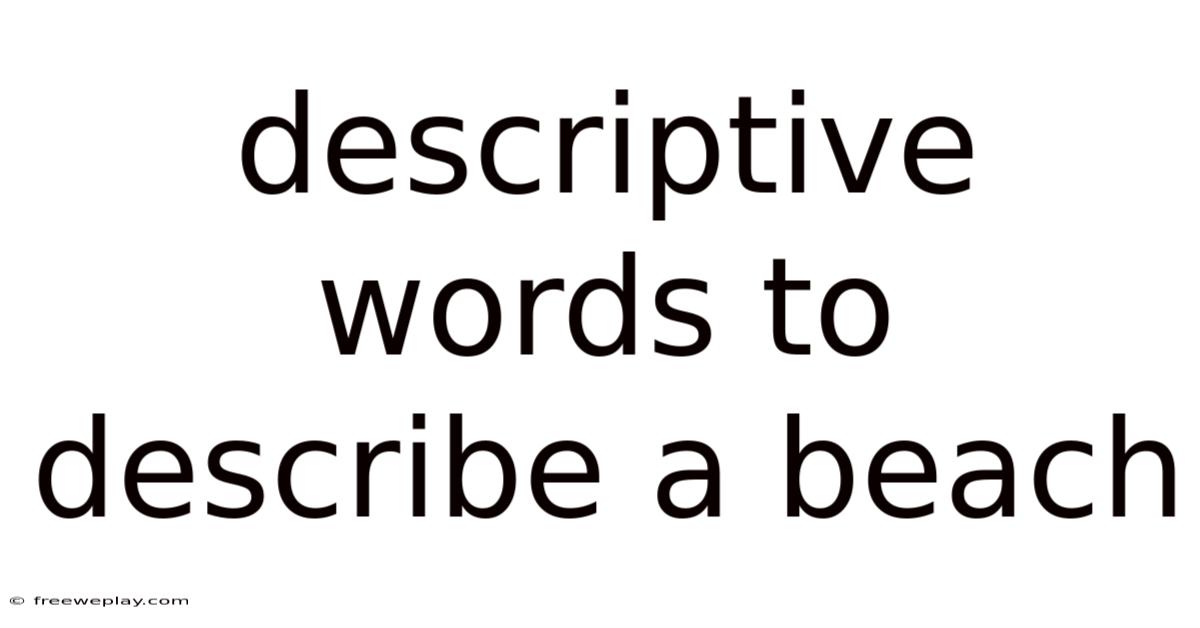 Descriptive Words To Describe A Beach