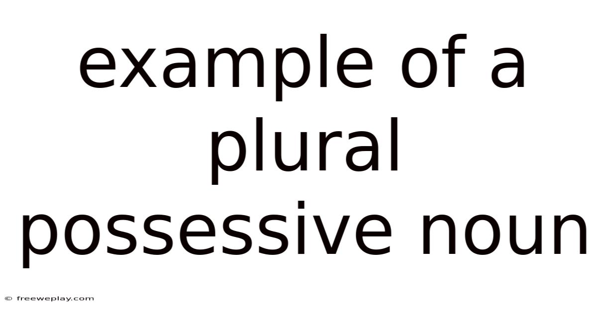 Example Of A Plural Possessive Noun
