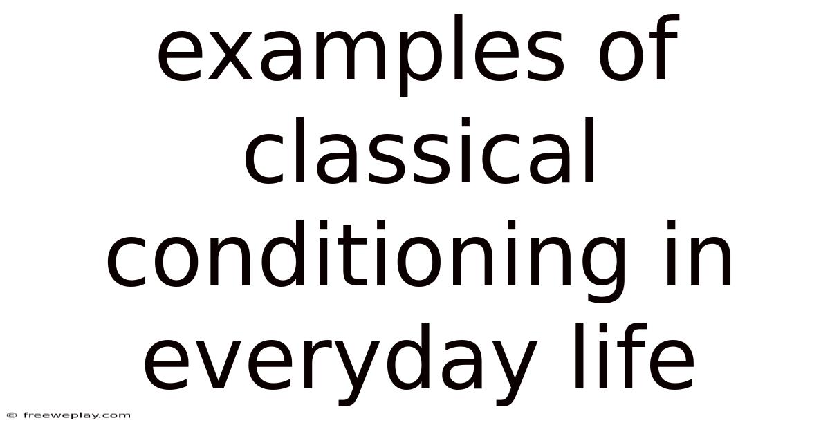 Examples Of Classical Conditioning In Everyday Life