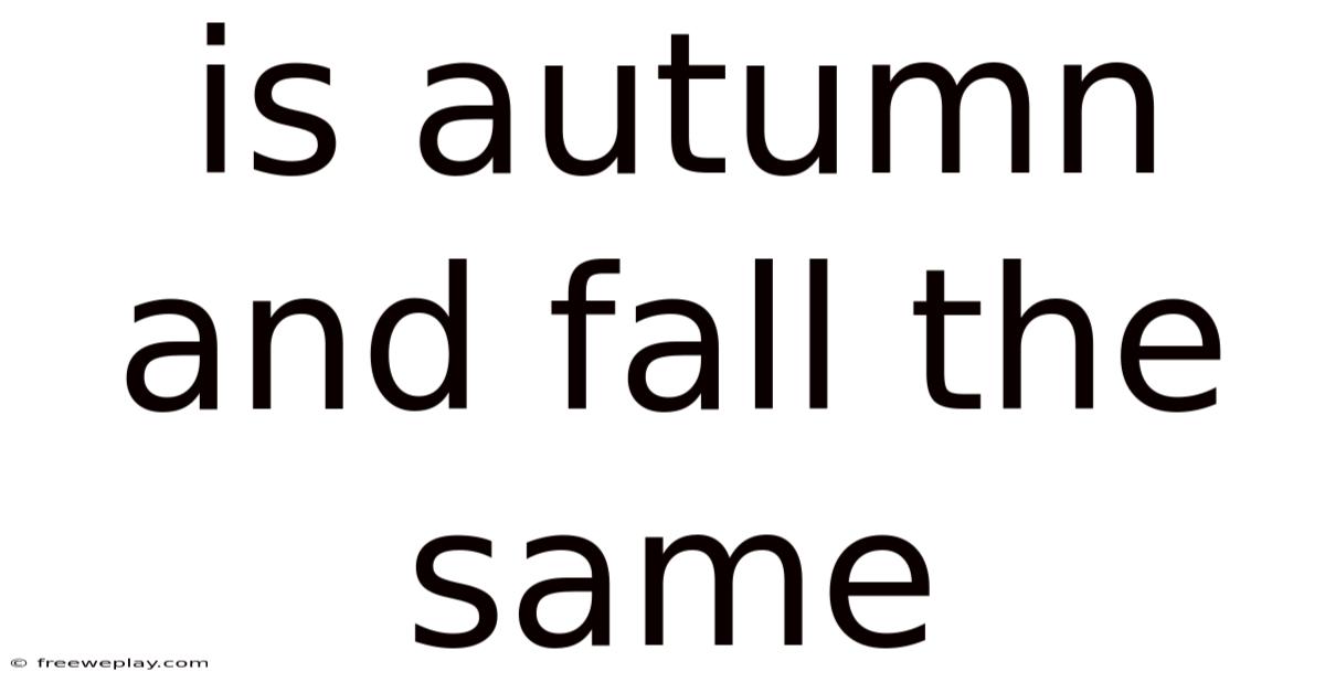 Is Autumn And Fall The Same
