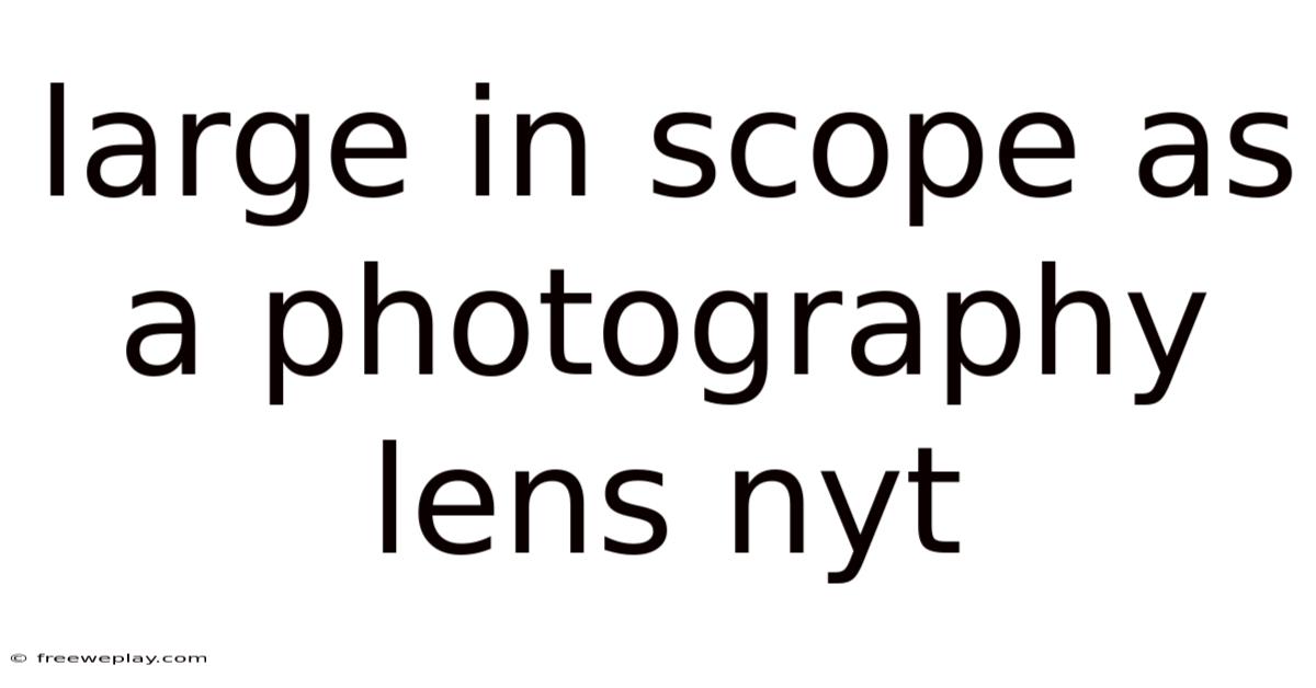 Large In Scope As A Photography Lens Nyt