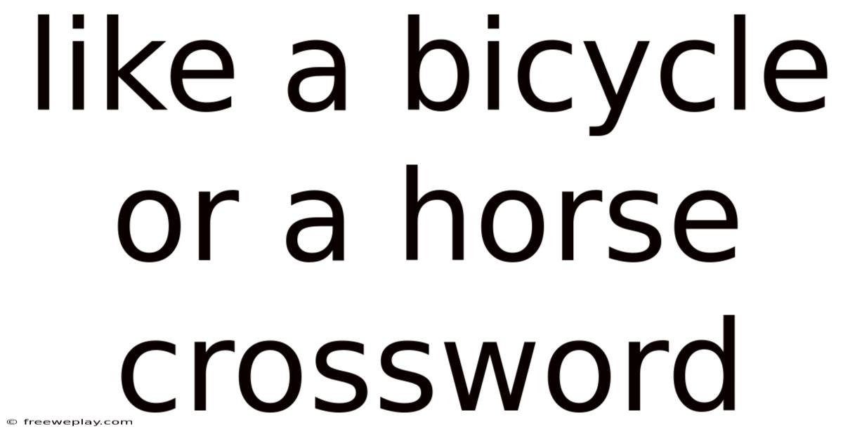 Like A Bicycle Or A Horse Crossword
