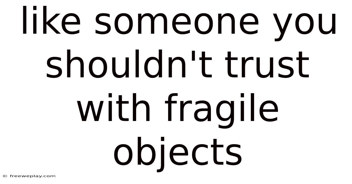Like Someone You Shouldn't Trust With Fragile Objects