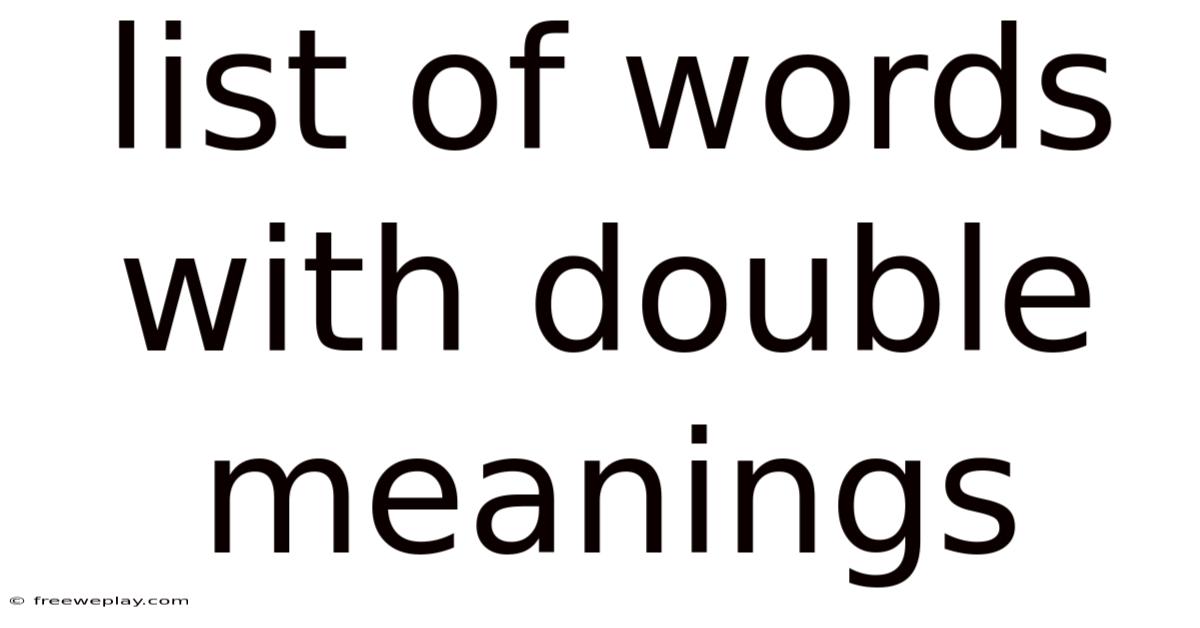 List Of Words With Double Meanings
