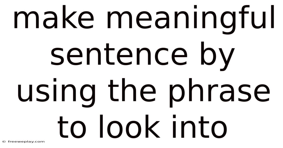 Make Meaningful Sentence By Using The Phrase To Look Into