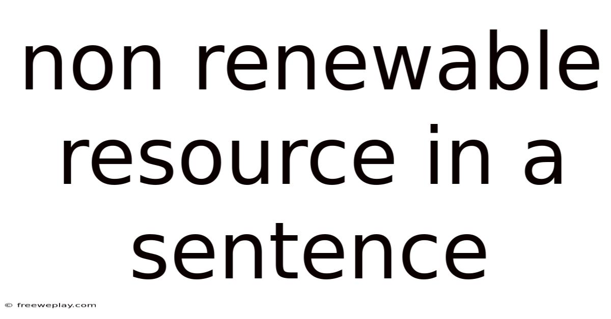 Non Renewable Resource In A Sentence