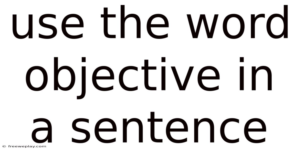 Use The Word Objective In A Sentence