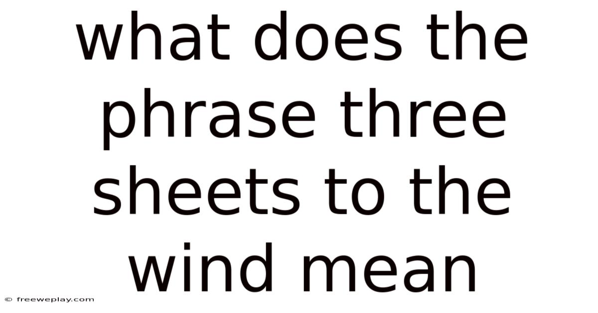 What Does The Phrase Three Sheets To The Wind Mean