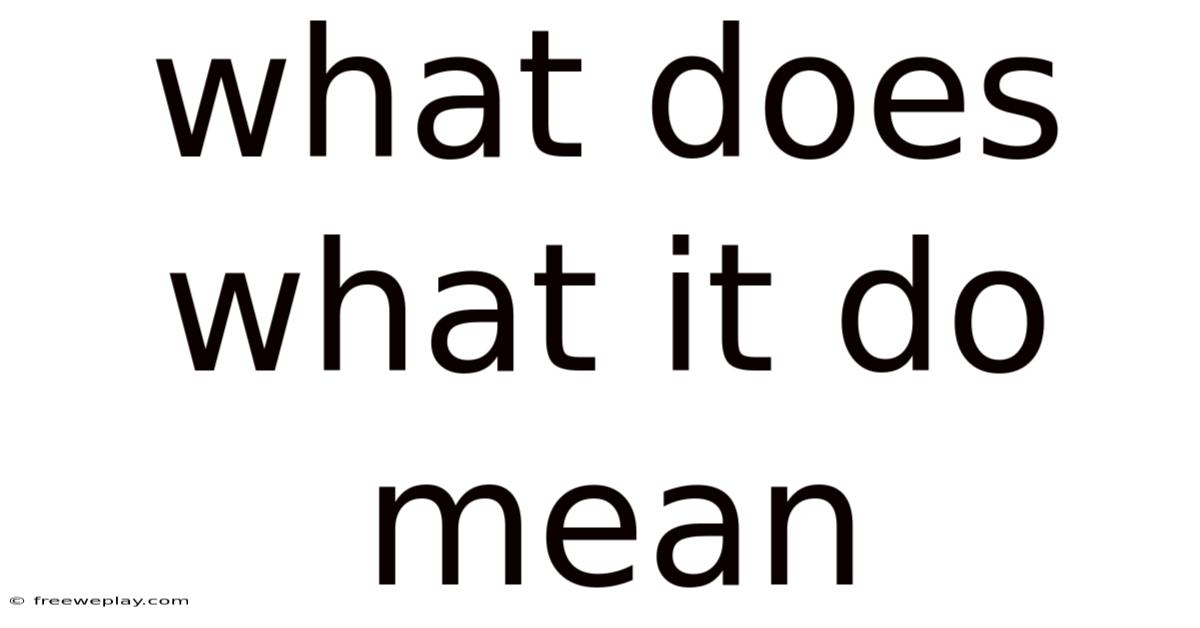 What Does What It Do Mean