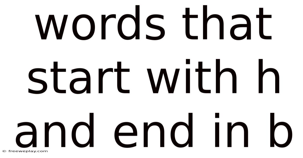 Words That Start With H And End In B