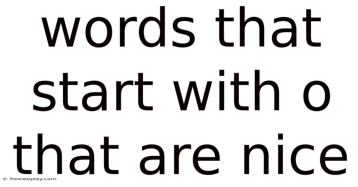 Words That Start With O That Are Nice