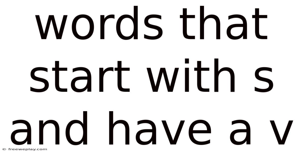 Words That Start With S And Have A V