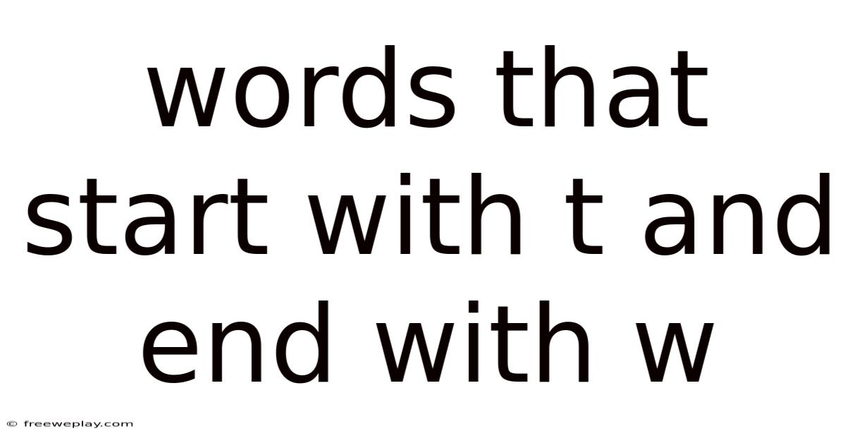 Words That Start With T And End With W