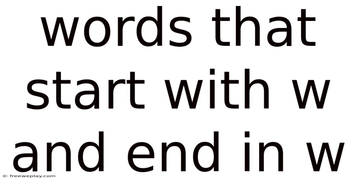 Words That Start With W And End In W